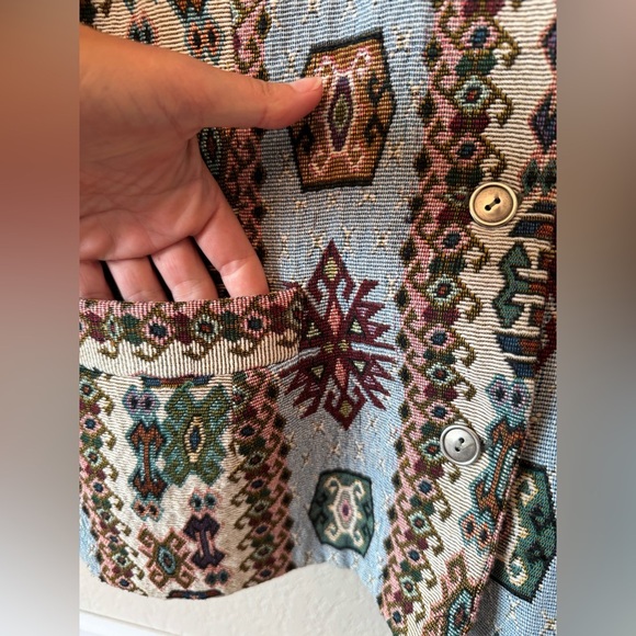 SOLD⚫️Vinatge 90's Bedford Fair Lifestyles Aztec Tapestry Jacket Size 16 - Picture 10 of 10